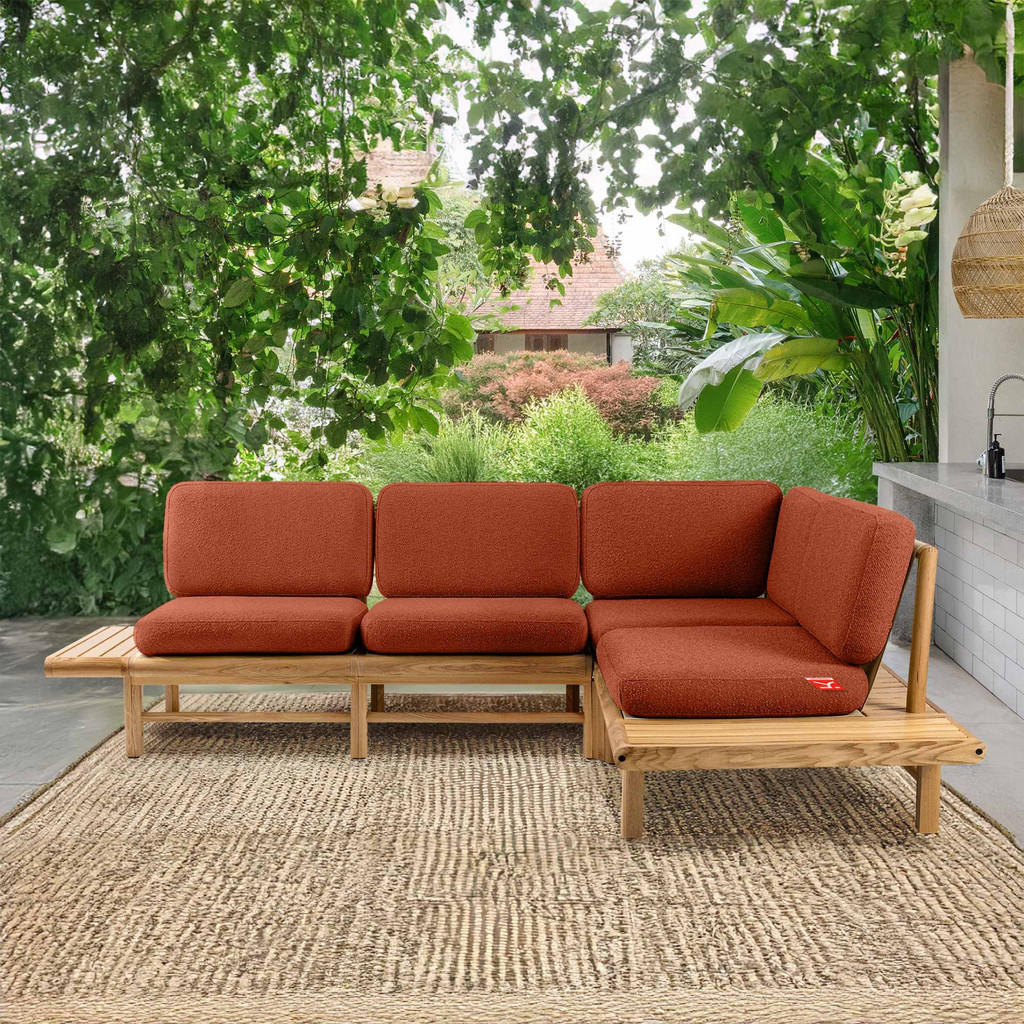 Thumbnail - Konsimo® Loungesofa, Orange, Holz, Textil, 245x74x175 cm, Loungemöbel, Gartensofas