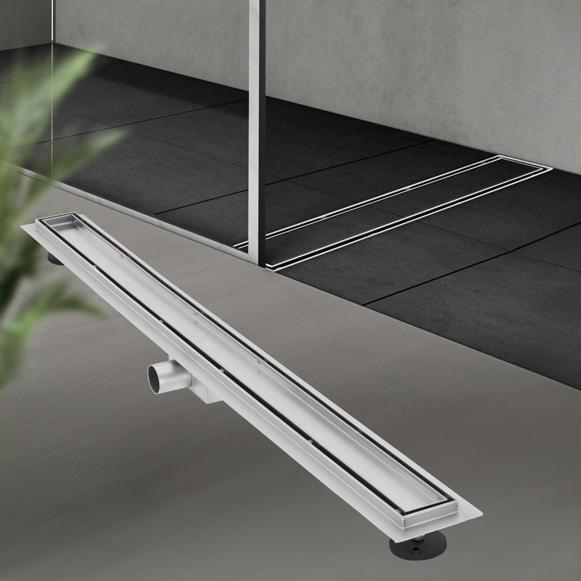 DUSCHRINNE 100cm - Silberfarben, Metall (13.9/7.8/104cm) - LuxeBath