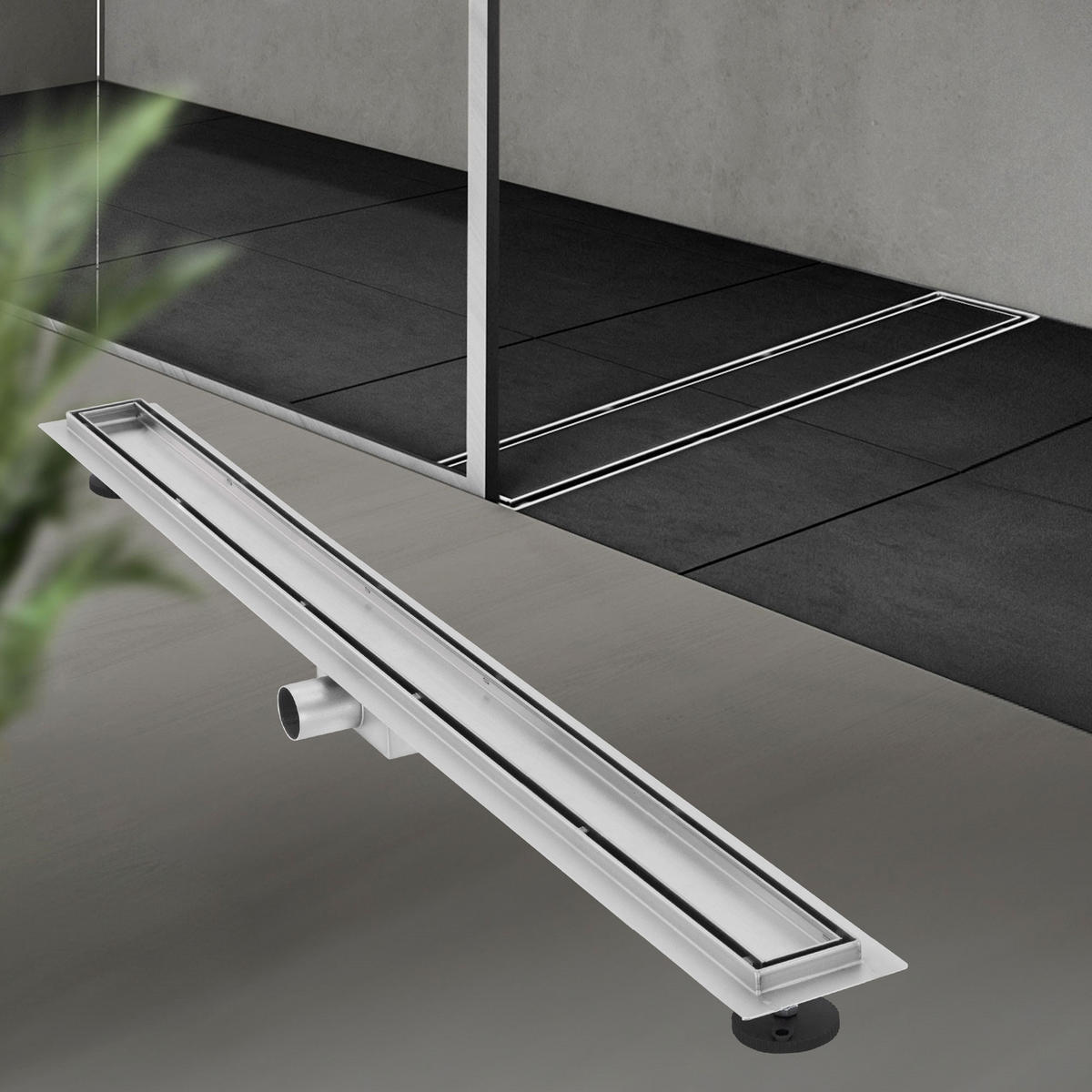 DUSCHRINNE 100cm - Silberfarben, Metall (13.9/7.8/104cm) - LuxeBath