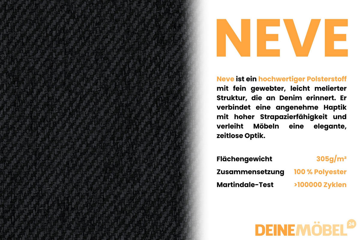 2-SITZER SOFA BIANCO 215 cm breit in Stoff Schwarz - Schwarz, Holzwerkstoff/Textil (215/90/92cm) - Deine Möbel 24