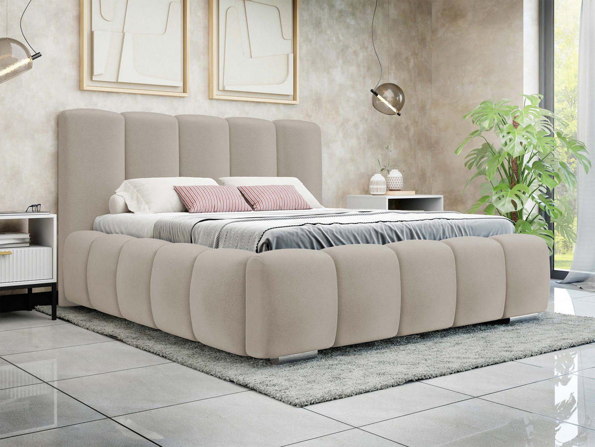 POLSTERBETT Wizko - Chromfarben/Beige, Holz/Holzwerkstoff (160/200cm) - MIRJAN24