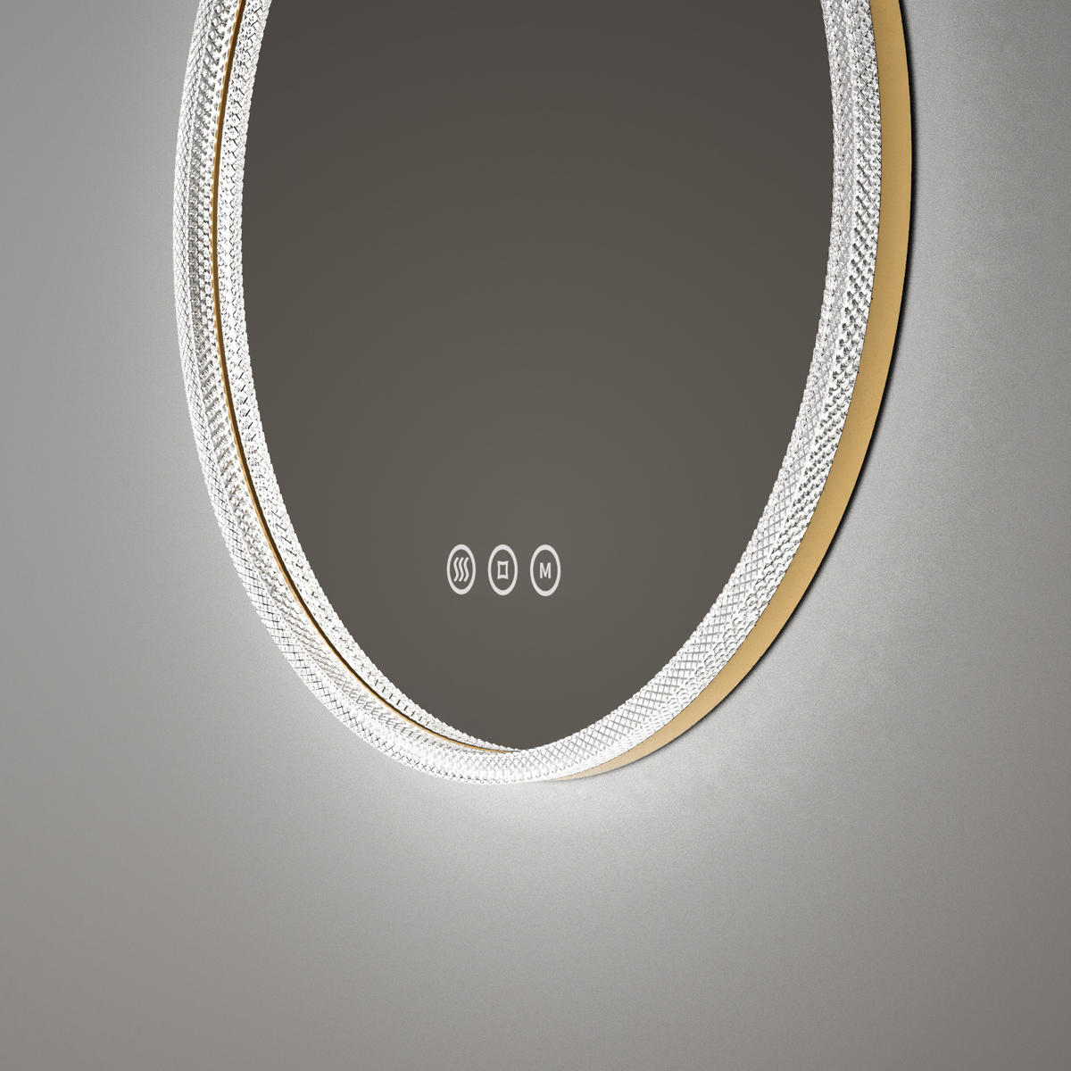 BADSPIEGEL Runder mit Beleuchtung Gold ф60 cm - Goldfarben, Glas (60/4.3/60cm) - EMKE