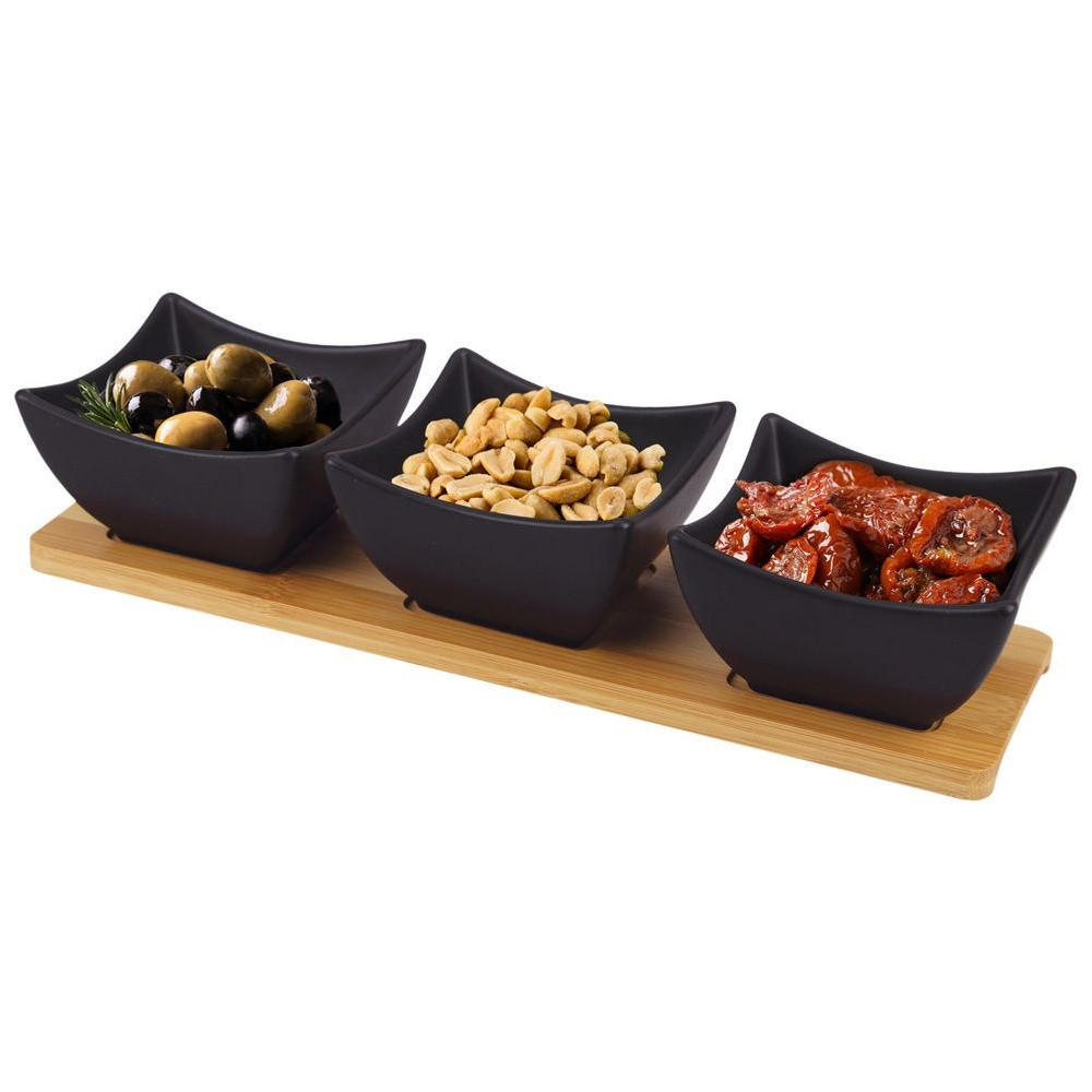 SNACKSCHALEN Porzellan 31,5 cm 4 Stück. Schwarz - Schwarz, Keramik (10/31.5/6.5cm) - Orion 