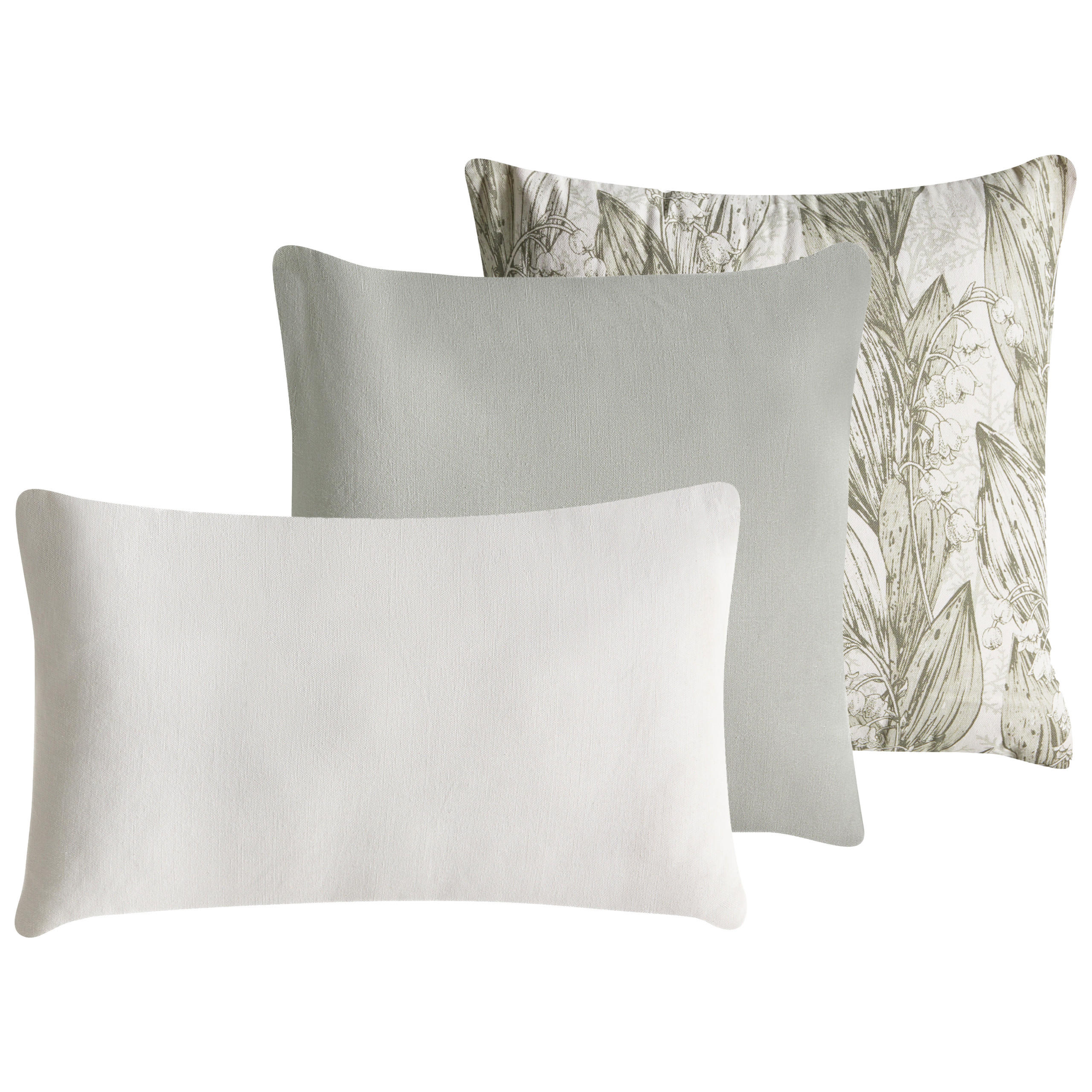 DEKOKISSEN 3er-Set Weiß 30/50 cm Xylopia - Weiß, Textil (45/45cm) - Beliani