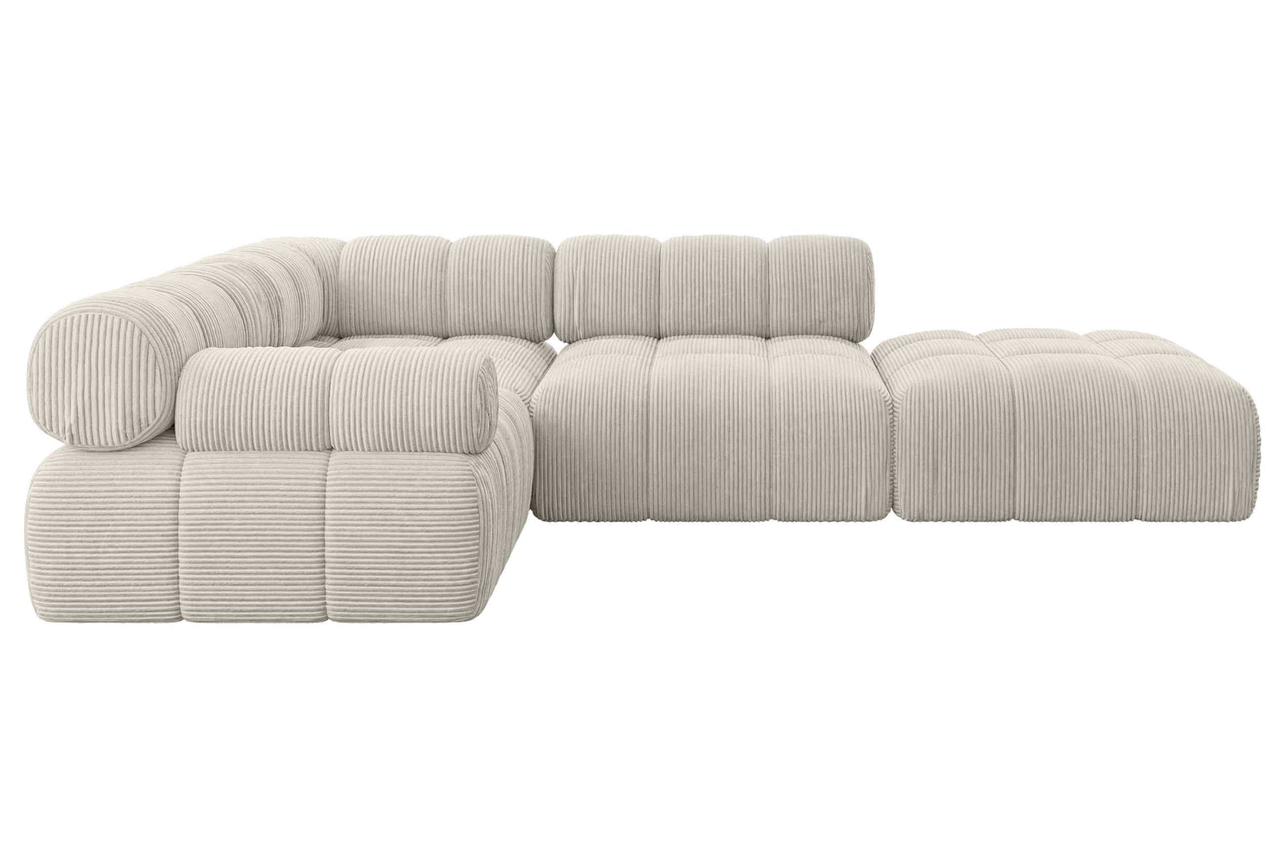 ECKSOFA modulares Sofa Felto-L1 - 285x190x70 cm Creme Cord - Hellgrau/Creme, Holzwerkstoff/Textil (285/190cm) - ALTDECOR