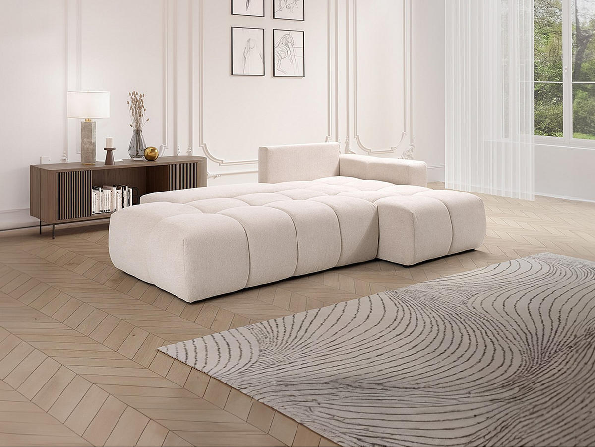 ECKSOFA mit Schlaffunktion - Ecke rechts - Stoff - Beige - TRIMALDI - Beige, Textil (182/294cm) - Vente-Unique