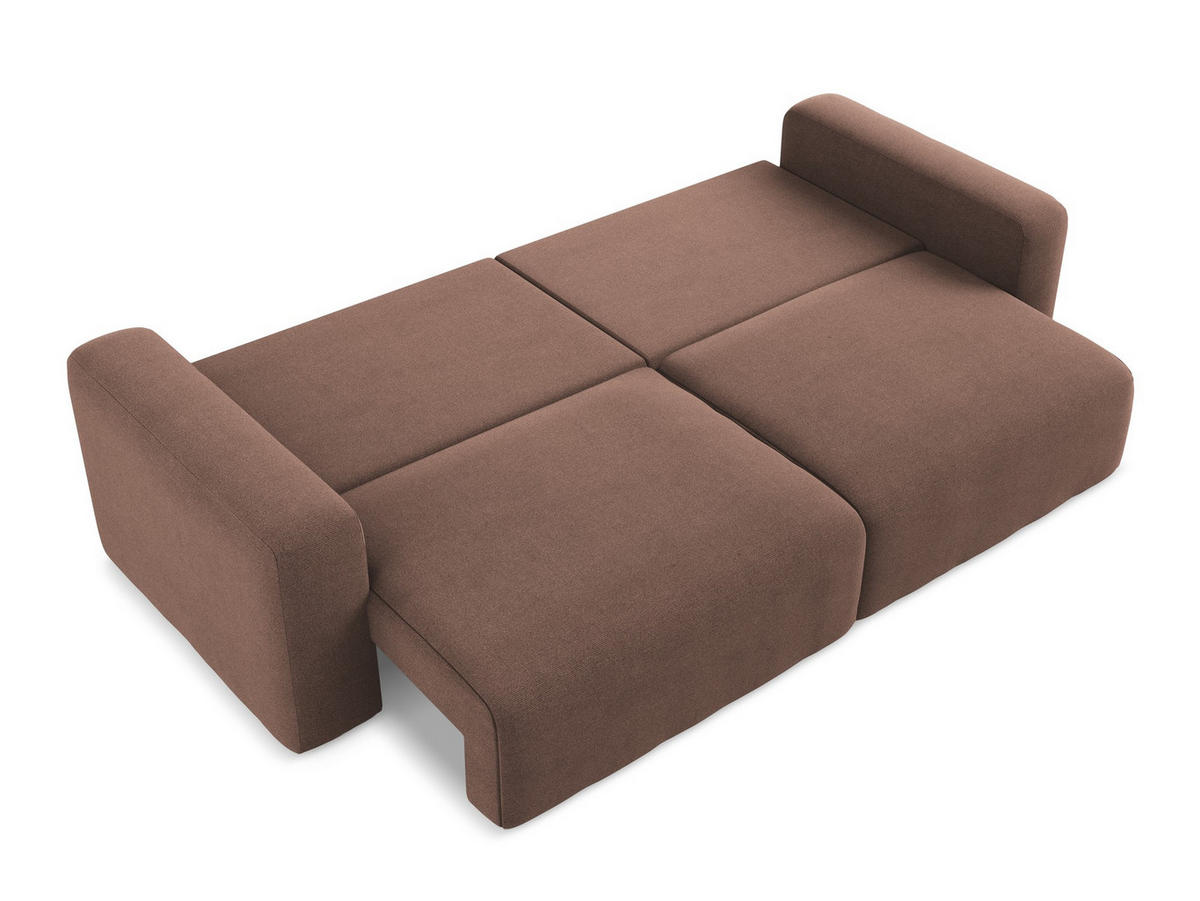 3-SITZER SOFA mit Schlaffunktion Strukturstoff Stoff Pink - Pink/Hellrosa, Kunststoff/Textil (244/79/102cm) - Makamii