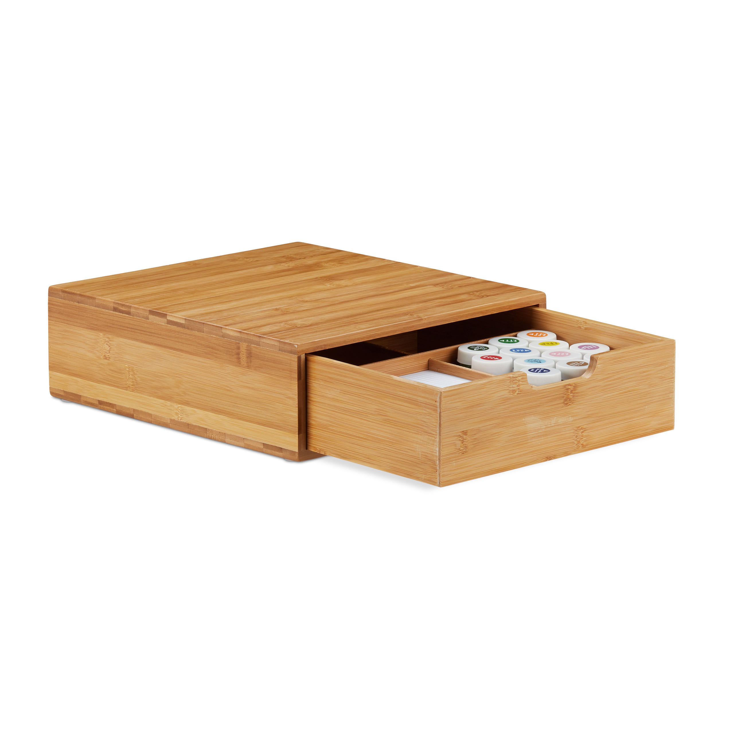 SCHUBLADENBOX - Hellbraun, Holz (30.5/29.5/10cm) - Relaxdays