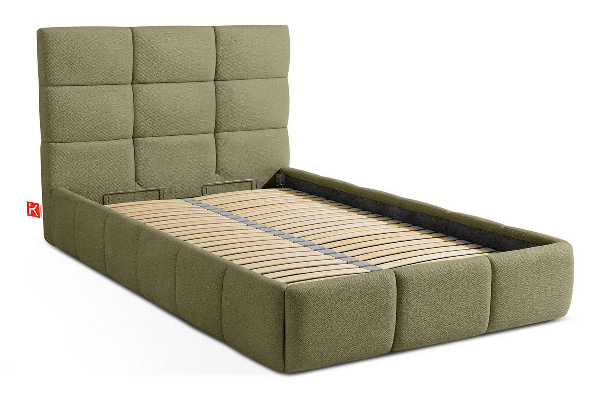 POLSTERBETT ALTOS Einzelbett, Bouclé, grün - Grün, Holz/Holzwerkstoff (120/200cm) - KONSIMO®
