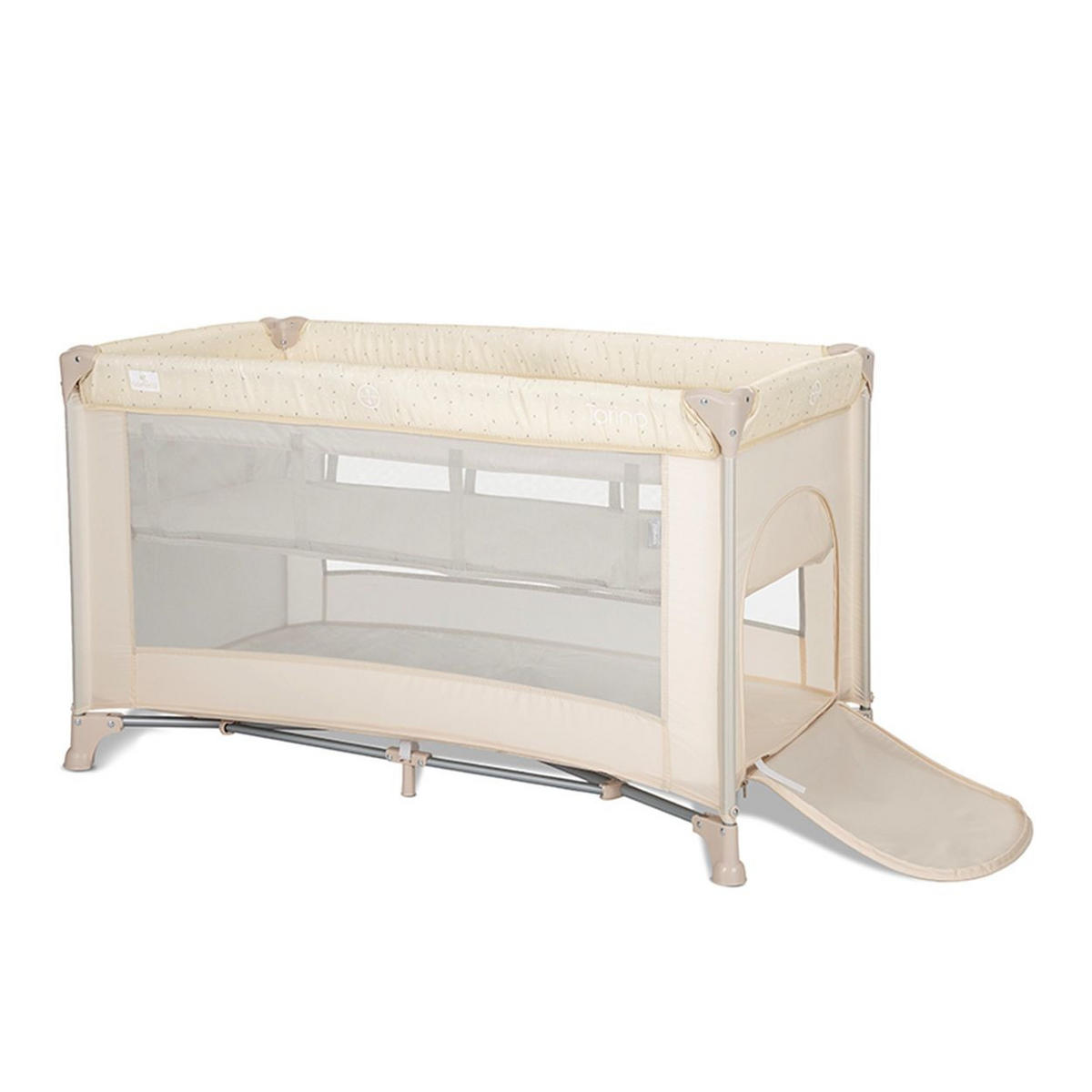 REISEBETT Torino 2 Ebenen hellbraun faltbar seitliche Öffnung Tragetasche Matratze - Beige, Kunststoff (68/127cm) - Lorelli