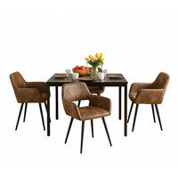 ESSGRUPPE mit Tisch und 4 Armlehnstühlen in Wildlederoptik, Braun - Multicolor, Textil (47/81/45.5cm) - Meubles Cosy