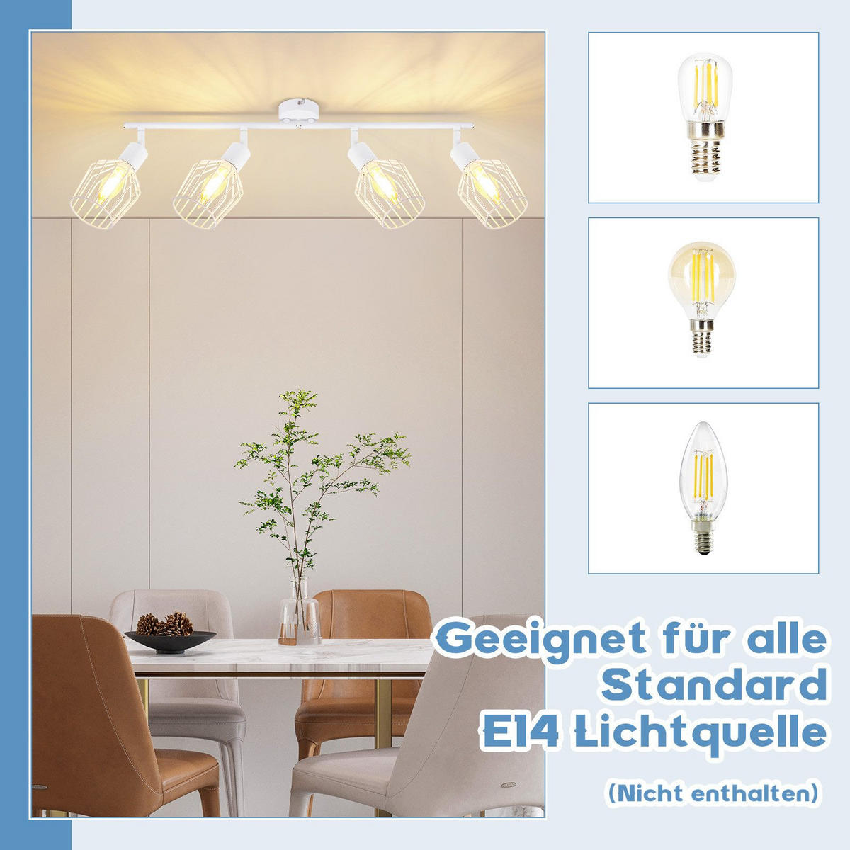 STRAHLER Franziska 4-flammig 75/24/10 cm - Weiß, Metall (75/24/10cm) - Nettlife