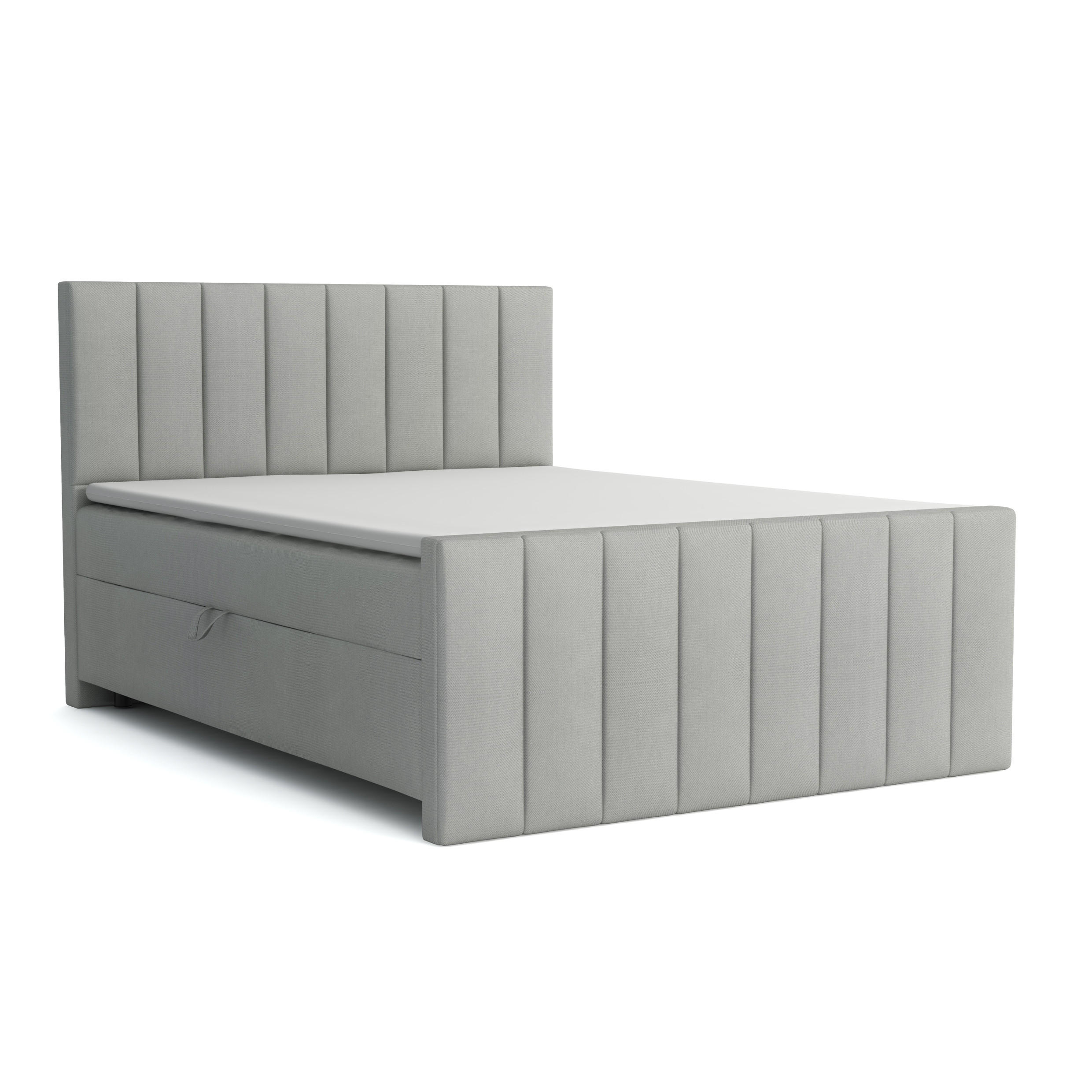BOXBETT FEN 180/200 Velours Hellgrau mit Bonell-Federkernmatratzen H3 - Hellgrau, Holz/Holzwerkstoff (180/200cm) - Deine Möbel 24
