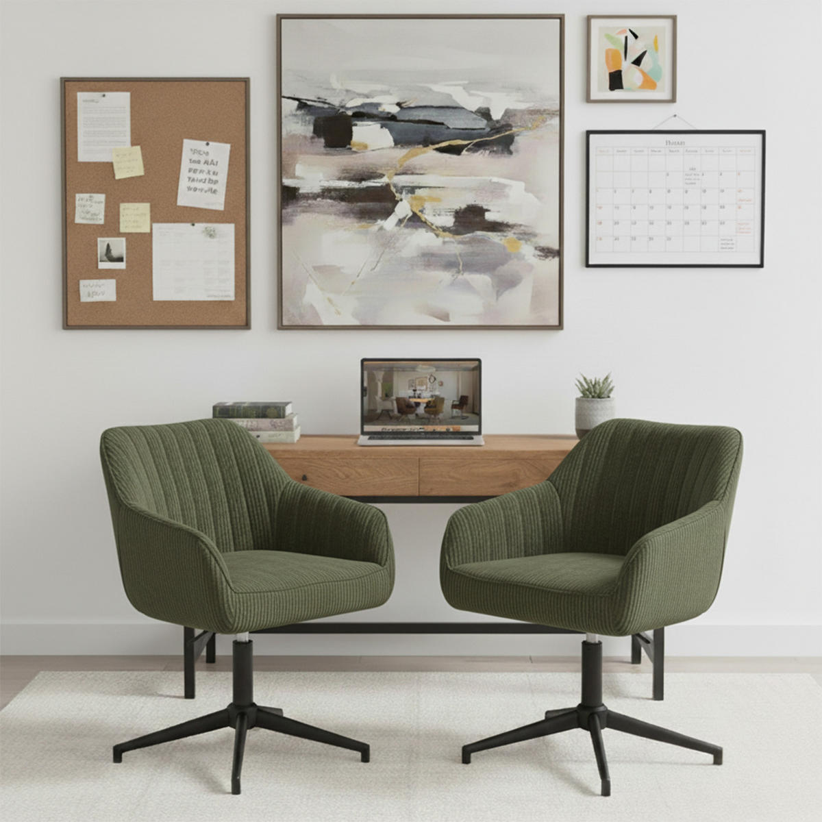 BÜROSTUHL Mika-Caro - Schwarz/Grün, Textil/Metall (60/79/61cm) - DUBI Möbel
