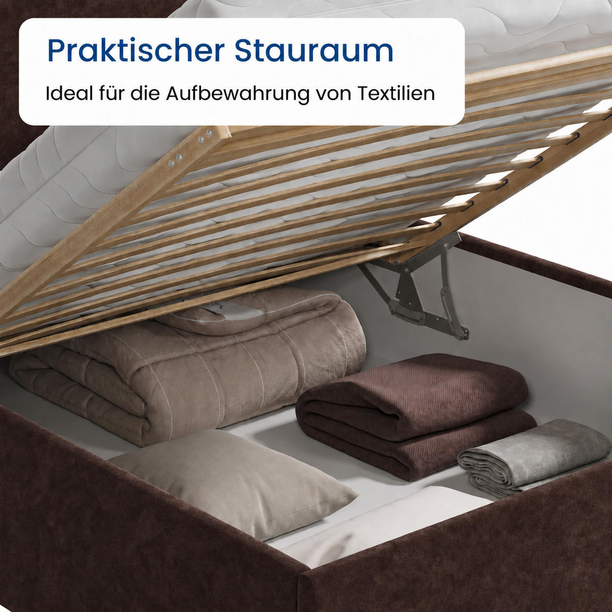 POLSTERBETT 140x200 cm Bonnellfederkernmatratze H2 Microvelours in Dunkelbraun - Dunkelbraun, Textil (140/200cm) - Home Collective