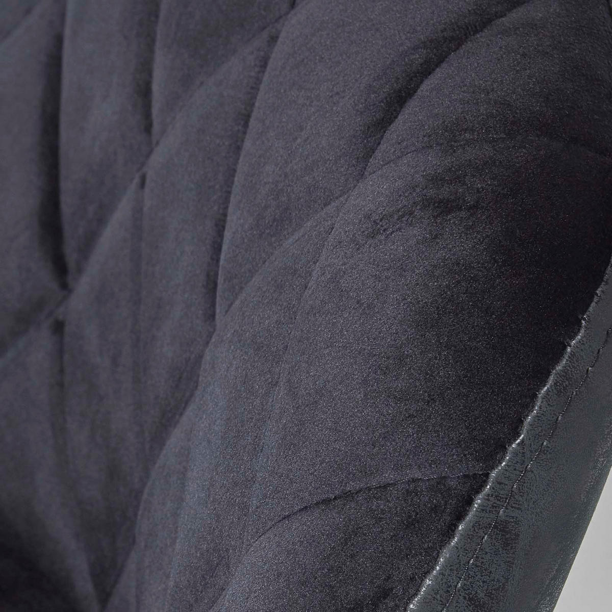 BARSTUHL Henley, Samt mit Rückenlehne, drehbar & höhenverstellbar - Schwarz, Textil (48/105/46cm) - Homescapes