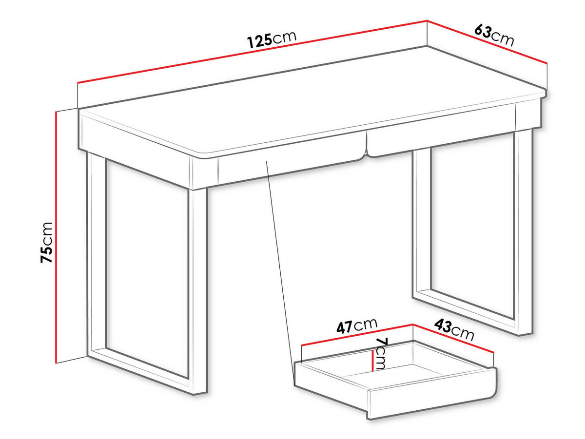 SCHREIBTISCH Luca LC11 - Schwarz/Grün, Holzwerkstoff (63/125/75cm) - MIRJAN24