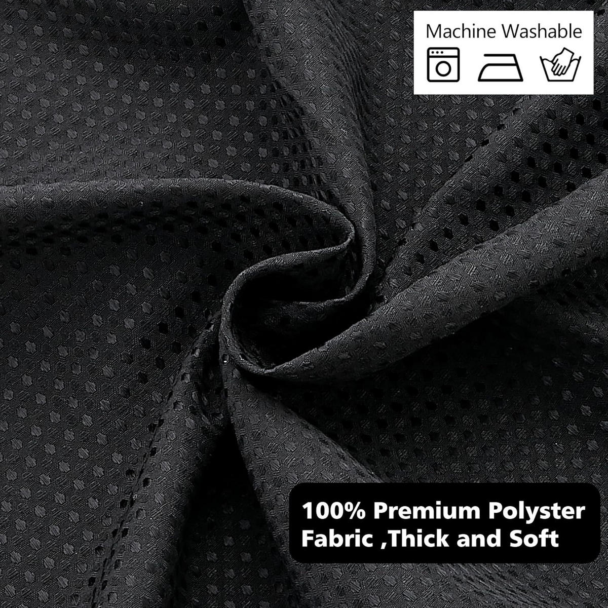 DUSCHVORHANG Schwarz Polyester waschbar wasserdicht Waffelstruktur mit Haken Badezimmer - Schwarz, Textil (180/180cm) - MCBOSON
