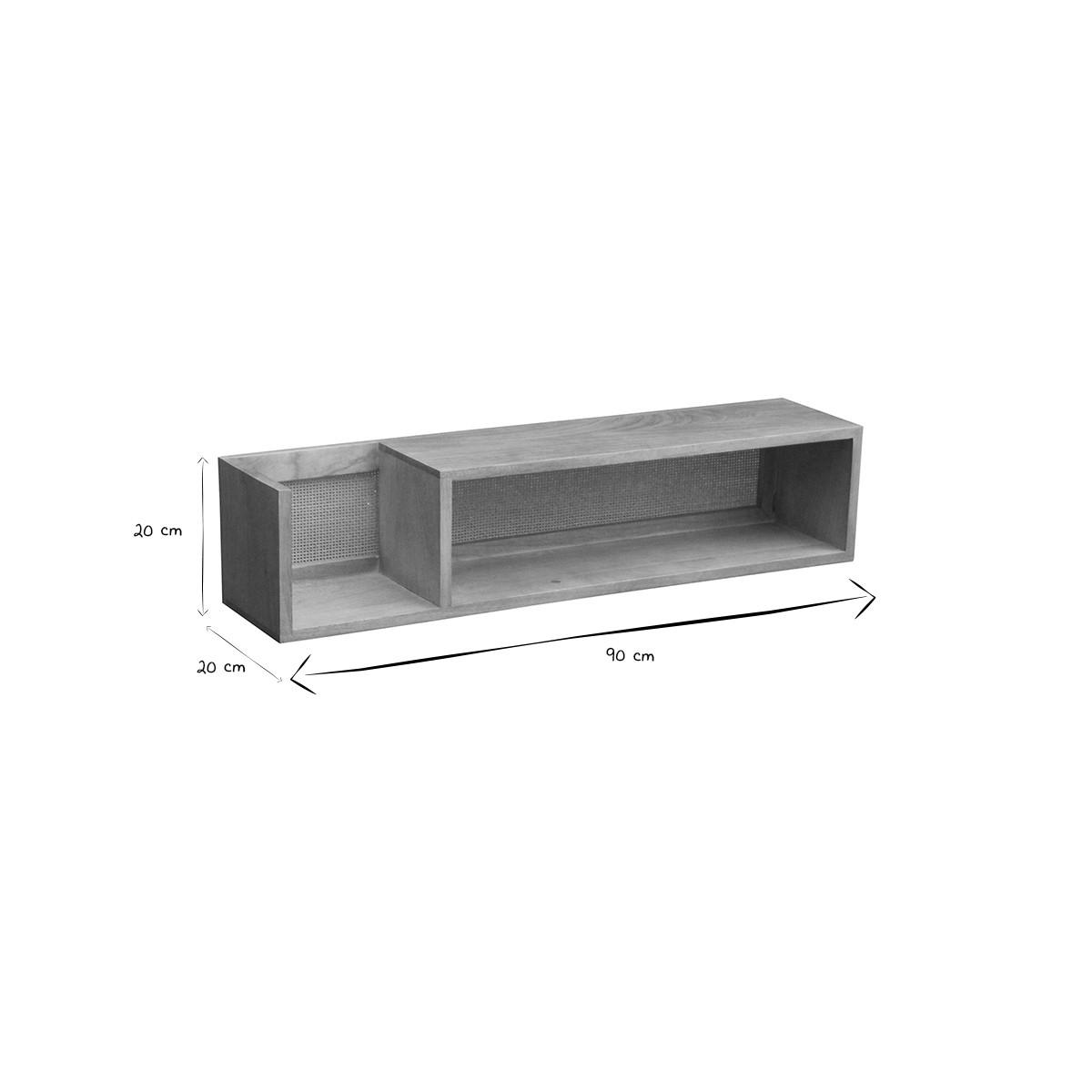 WANDREGAL Massives Mangoholz Rattan-Rohrgeflecht B90 cm ACANGE - Eiche Bianco, Holz (20/20/90cm) - Miliboo