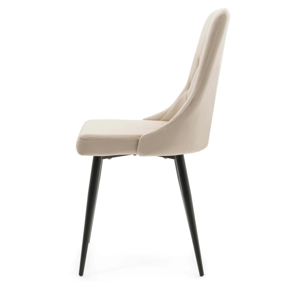 STUHL CAREN gepolstert mit Steppung - beige- Samt Velours - Ecru/Beige, Metall (50/94/65cm) - NEW HOME