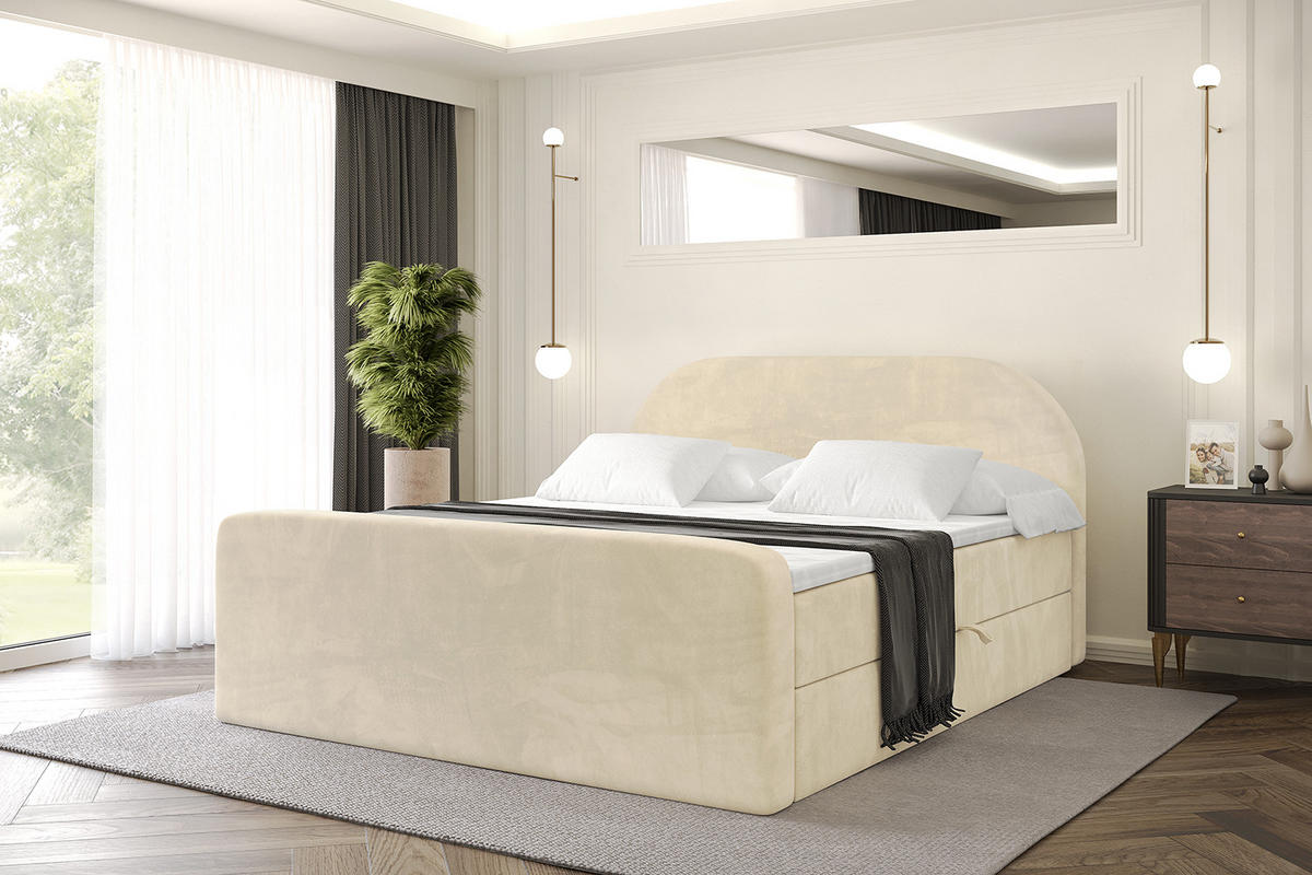 BOXBETT mit Matratze H4 und Lattenrost - NOX-Z - 180x200 - Beige Monolith - Beige, Holzwerkstoff (180/200cm) - ALTDECOR