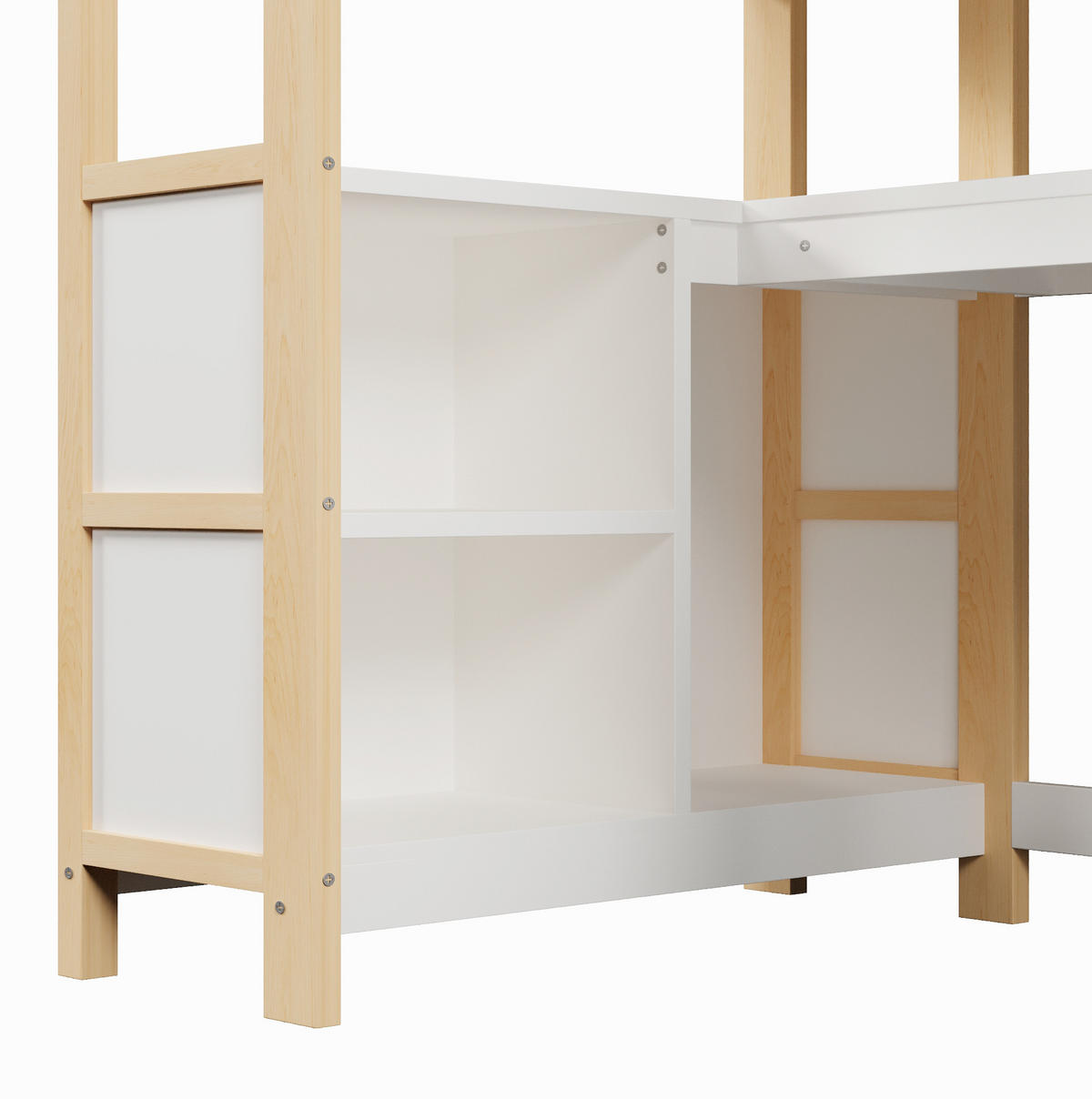 HOCHBETT 140/200 cm aus Kiefernholz mit Schreibtisch, Regalen und Kleiderschrank Natur - Naturfarben, Holz (140/200cm) - Modenvie