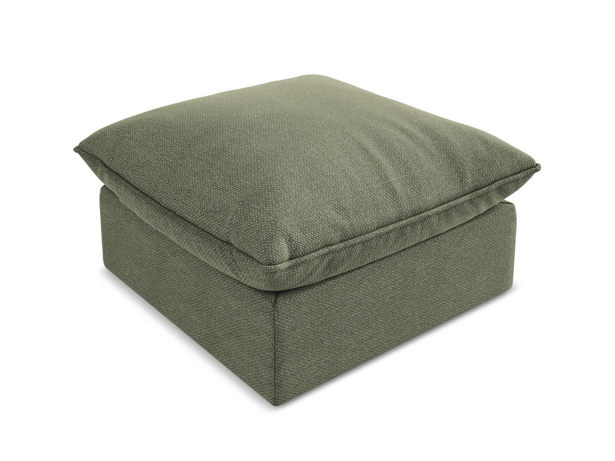 POUF Bouclé Stoff Grün - Schwarz/Olivgrün, Holzwerkstoff/Kunststoff (75/45/75cm) - Makamii