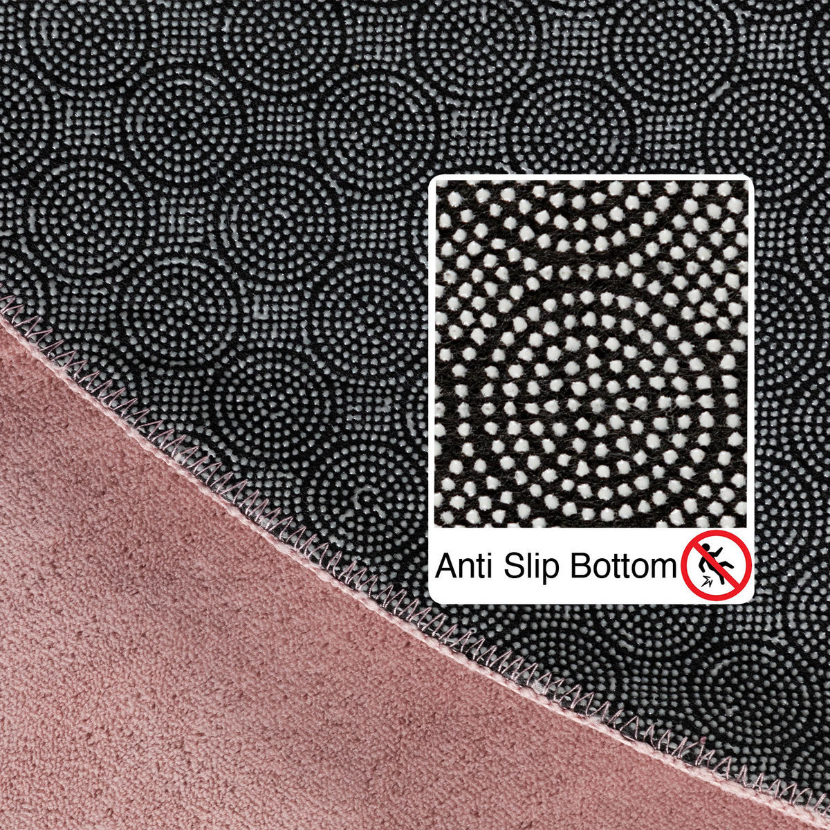TEPPICH Kurzflor Uni-Farbe Microfaser Antirutsch Wohnzimmer waschbar Rosa Rund 200x200 - Rosa, Textil (200/200cm) - KADIMA DESIGN