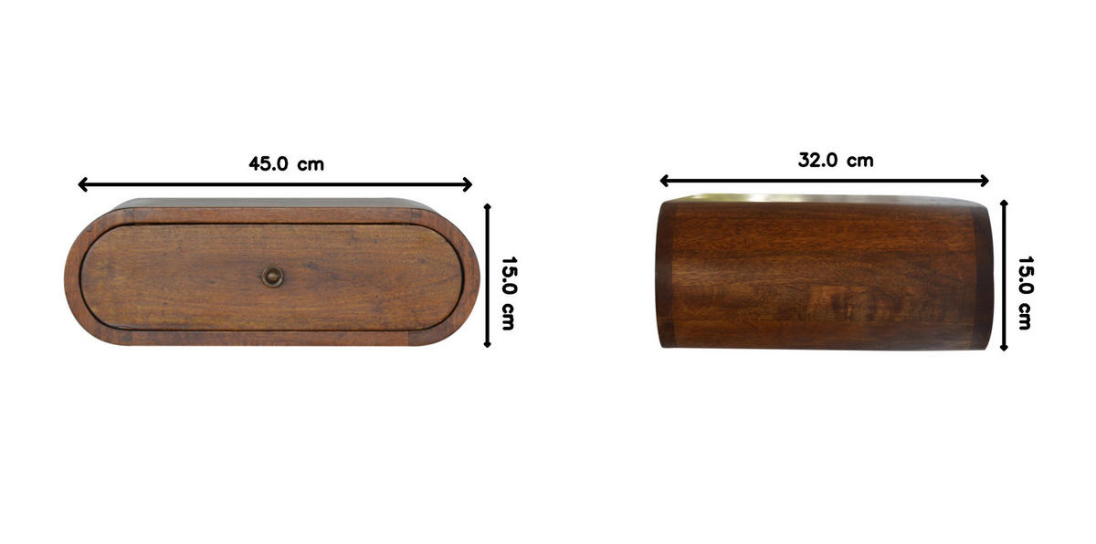 NACHTTISCH - Wandmontierbar Kastanienfinish - Kastanienfarben/Messingfarben, Holz/Metall (45/6.2/32cm) - Artisan Furniture