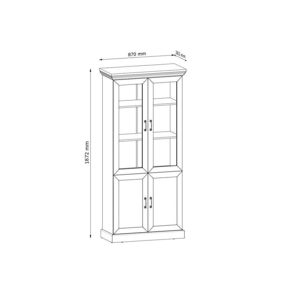 Thumbnail - Konsimo® Vitrinenschrank, Creme, Eiche, Holz, Rechteckig, 87x187x39 cm, Hergestellt in Europa, Wohnzimmer, Wohnwände, Vi...