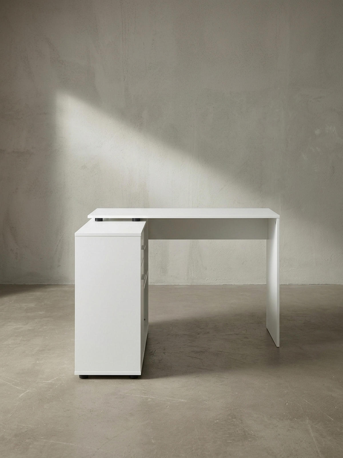 SCHREIBTISCH mit Regalplatte – flexibel aufstellbar, melaminbeschichtet, weiß, 120x107x75 cm - Weiß, Holz/Kunststoff (107/120/75cm) - KADIMA DESIGN