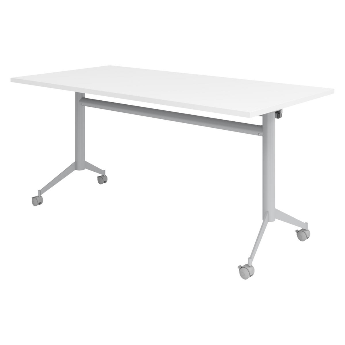 KLAPPTISCH fahrbar KF 80/160/75 cm in Weiß - Weiß, Holzwerkstoff (80/160/75cm) - bümö