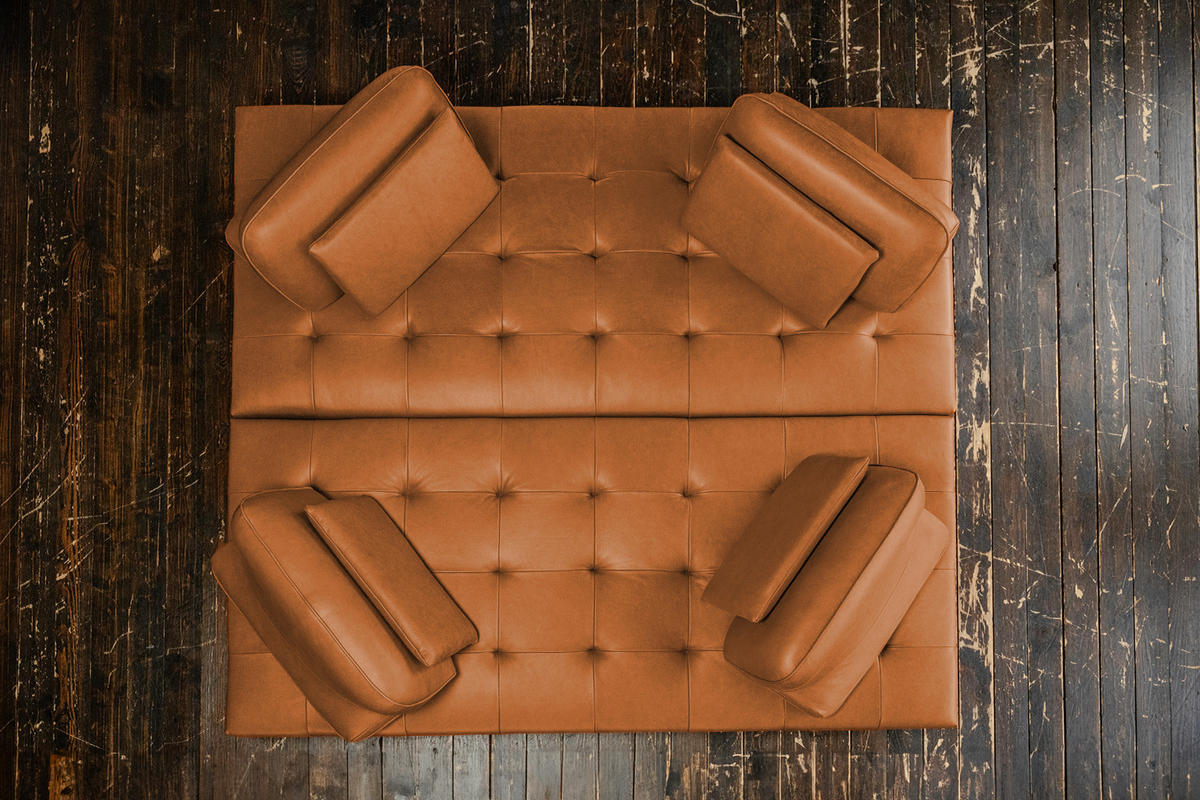 SOFA WIOLO Braun Leder - Dunkelbraun/Silberfarben, Leder/Metall (240/83/110cm) - KAWOLA