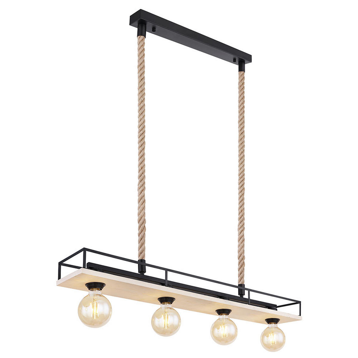 HÄNGELEUCHTE LED Holz/Metall braun/schwarz, 4-flg., 95 cm - Braun, Holz (95/15/120cm) - Globo Lighting