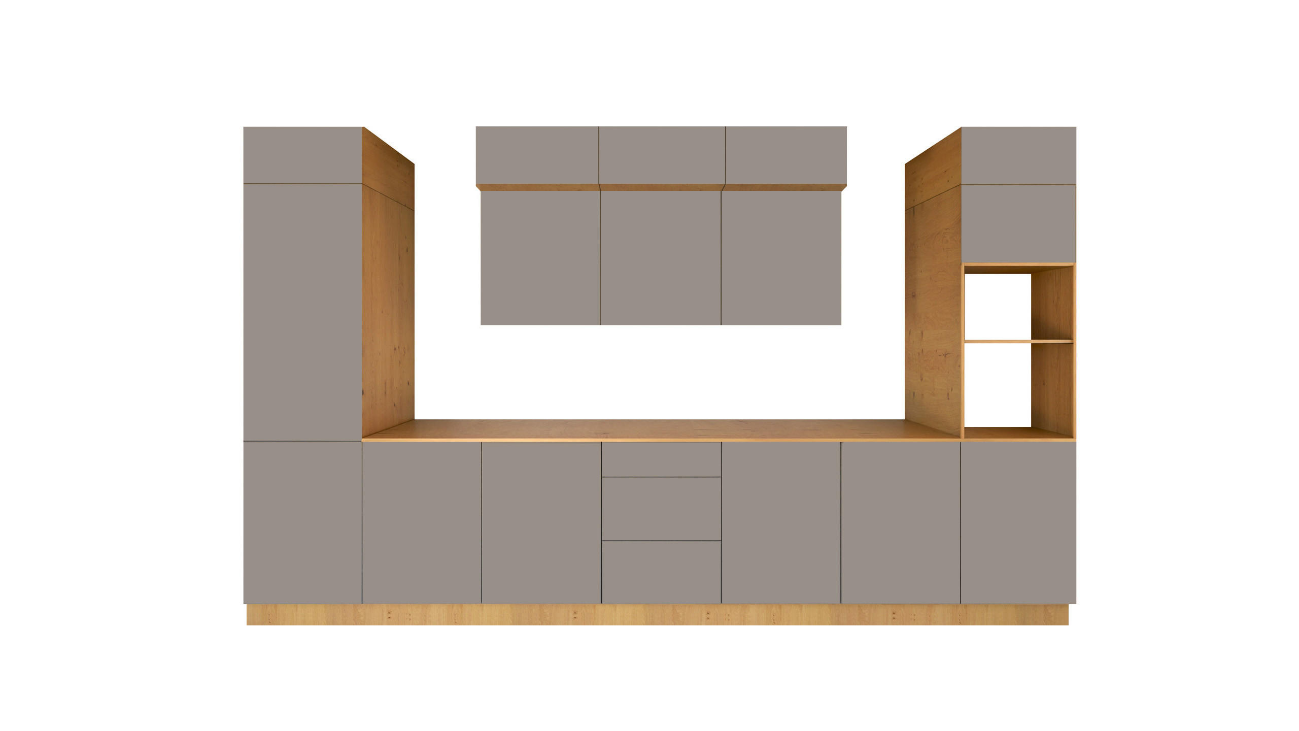 KÜCHENZEILE 420 cm - Nexa KÜ-LN-004 - in Beige / Matt - Beige, Holz (420/212/58cm) - ROYAL24_MARKT