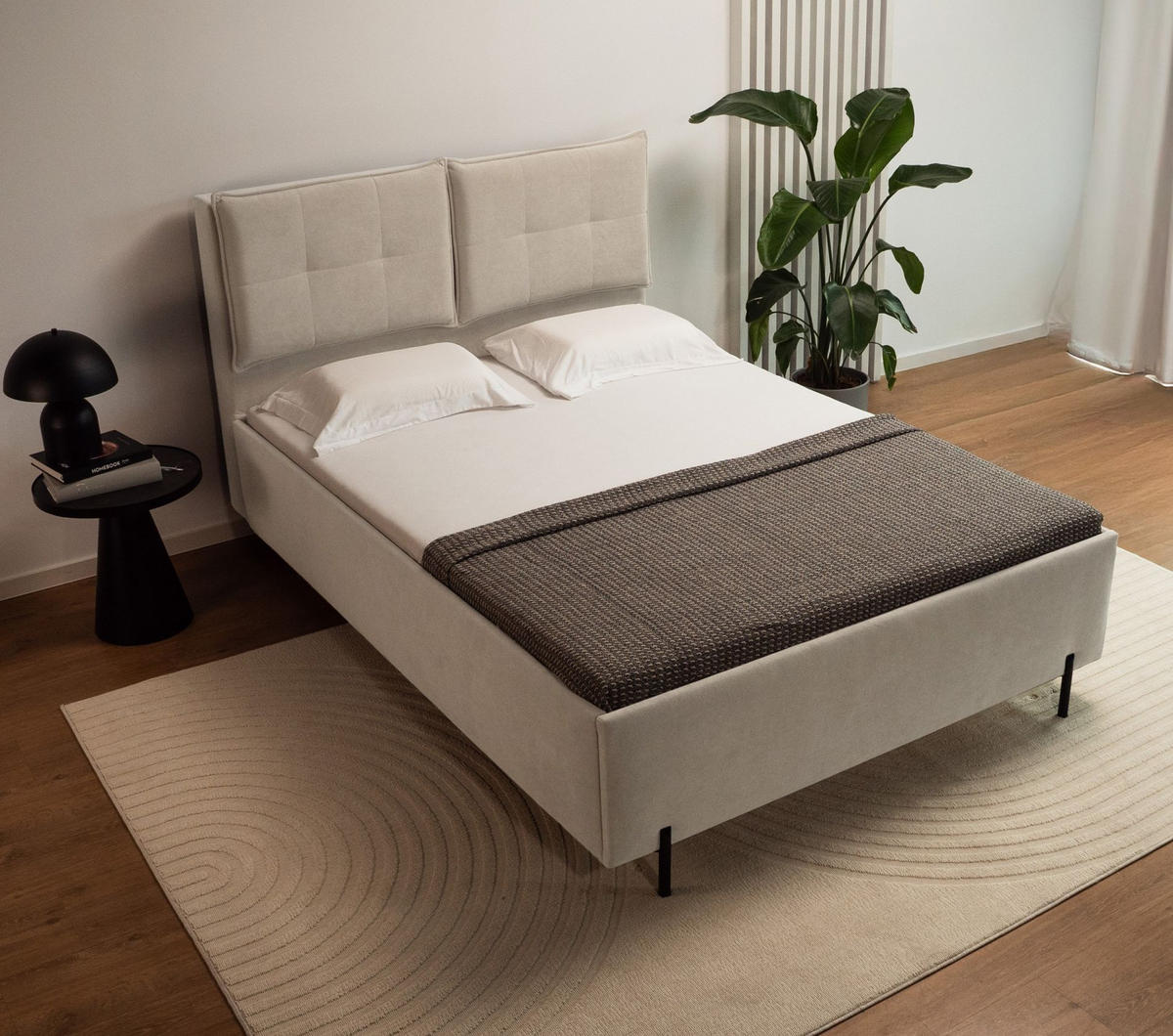 POLSTERBETT Belleo Beige 180x200 cm - Beige/Schwarz, Textil/Metall (180/200cm) - Selsey