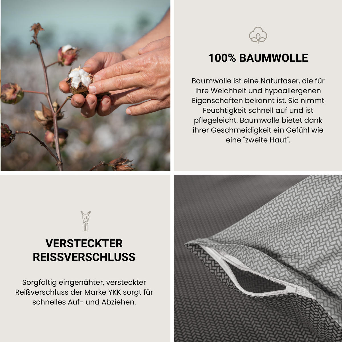 BETTWÄSCHESET Silva - Renforcé - 2-teilig - 155 x 220 cm - Grau - Grau, Textil (155/220cm) - SCHIESSER