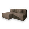 ECKSOFA FIORO Beige Kordstoff mit Schlaffunktion - Beige, Holz (204/148cm) - MASSENO