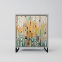 SIDEBOARD BIRCH KALEIDOSCOPE, Grau, 57,5x42x67,5 cm, Schwarze Metall-Rahmenfüße - Multicolor/Schwarz, Holzwerkstoff/Metall (57.5/67.5/42cm) - SpaceRebels