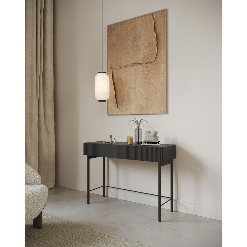 Thumbnail - Selsey Schminktisch, Schwarz, Holzwerkstoff, 2 Schubladen, Rechteckig, 110x79x40 cm, Wohnzimmer, Wohnzimmertische, Konso...