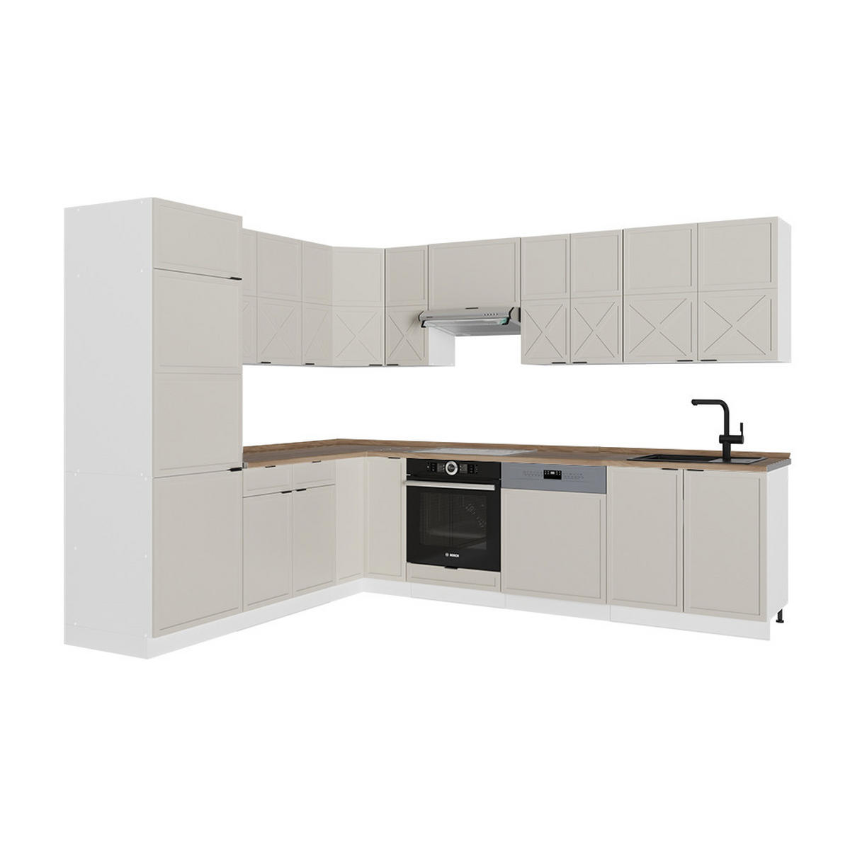 ECKKÜCHE Fame-Line GrauBeige/Weiß 227 x 287 cm, AP Eiche - Weiß/Grau, Holzwerkstoff (287/81.6/60cm) - Vicco