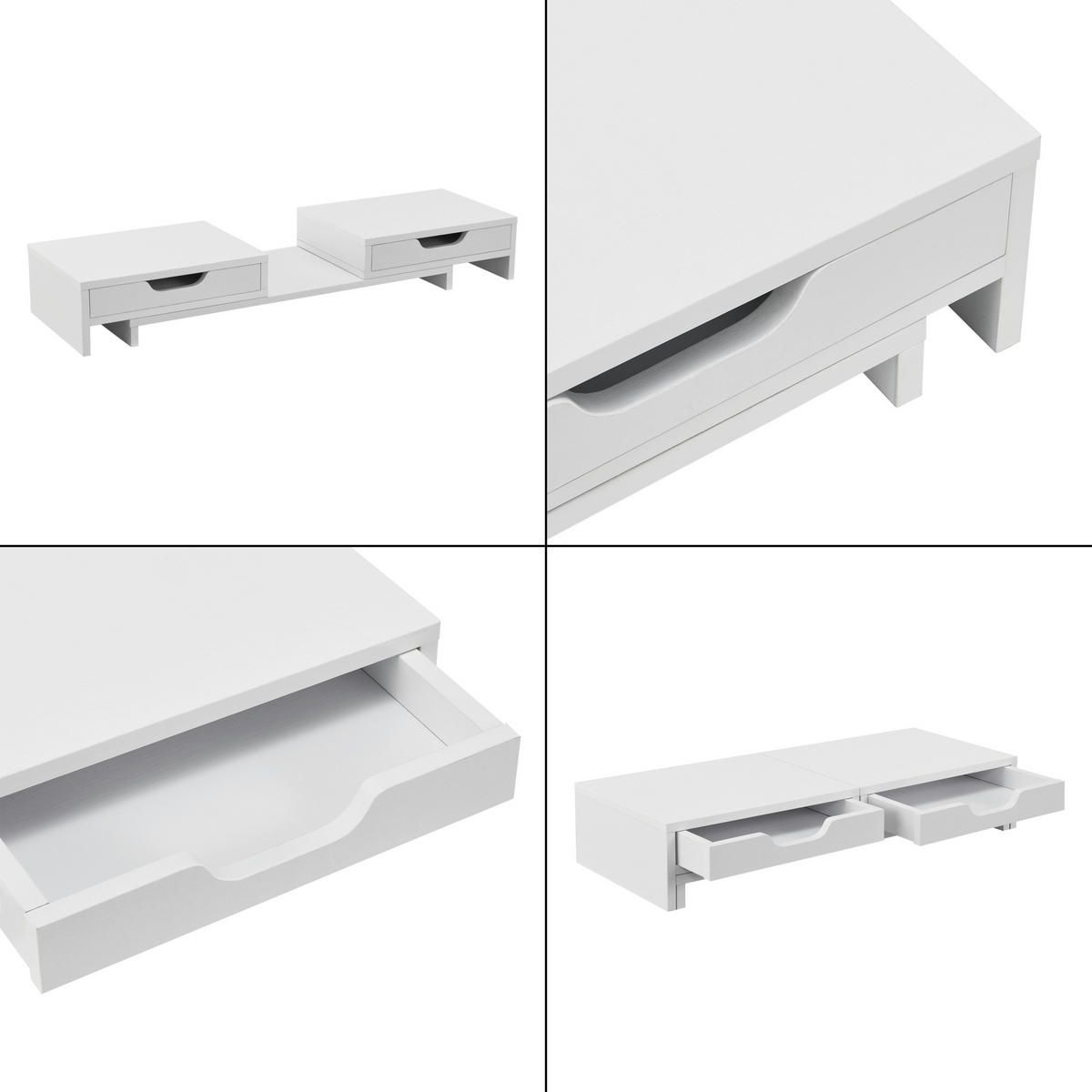 MONITORSTÄNDER Marttila - Weiß, Holzwerkstoff (22/60/11cm) - [en.casa]