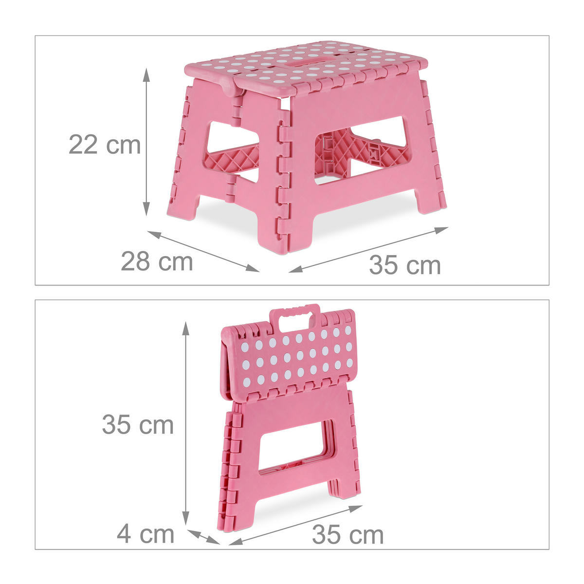 KLAPPHOCKER - Pink, Kunststoff/Textil (35/22/28cm) - Relaxdays