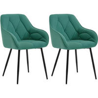 ESSZIMMERSTUHL 2er Set ergonomisch, aus Samt, Türkis - Türkis/Schwarz, Kunststoff/Textil (56/83.5/53cm) - Woltu