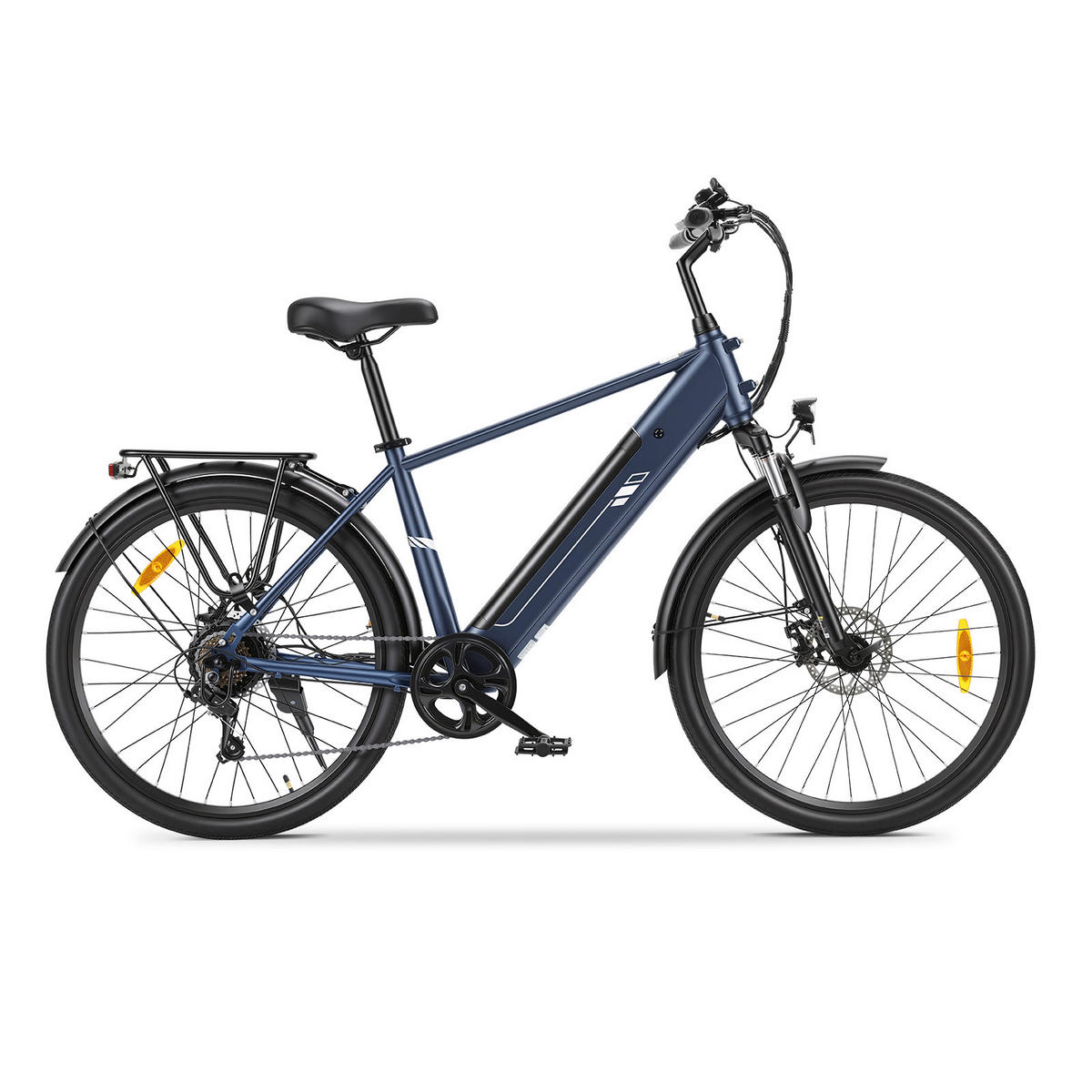 E-BIKE Touroll J2 – 250W Motor (45Nm Spitzenleistung 450W), 561,6Wh Akku (100km Reichweite), Shimano 7-Gang, 60mm Federgabel, Dual-Scheibenbremsen, St - Grau, Metall (77cm)