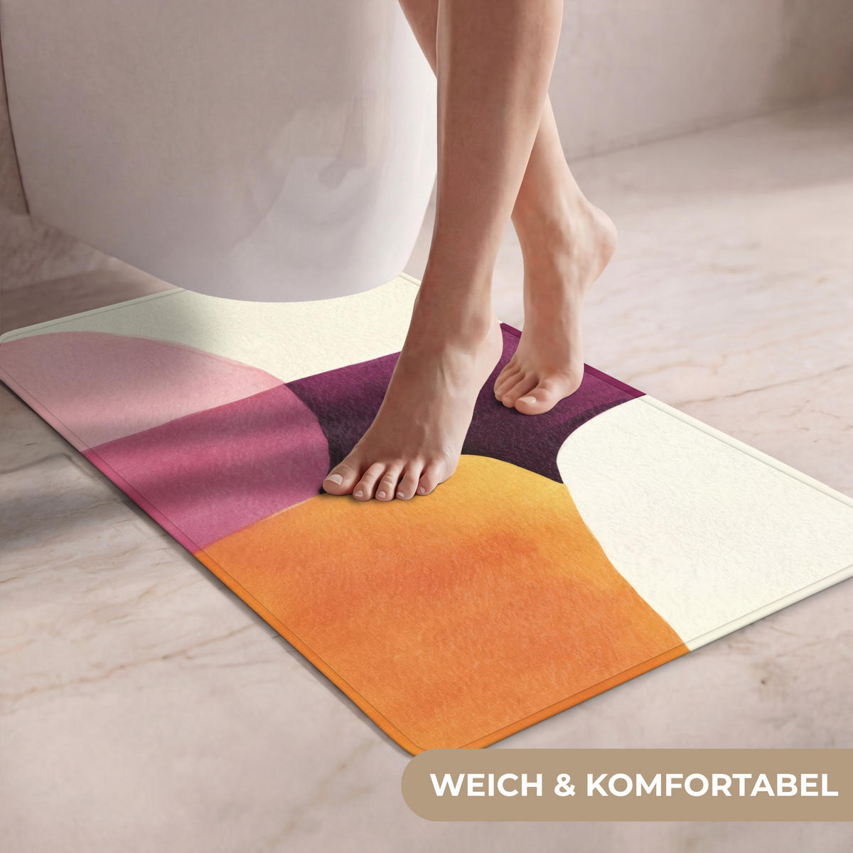 WC PŘEDLOŽKA Tvary - abstraktní - barevné 50x80 cm - terakotová, textil/plast (50/1cm) - OnlyWow