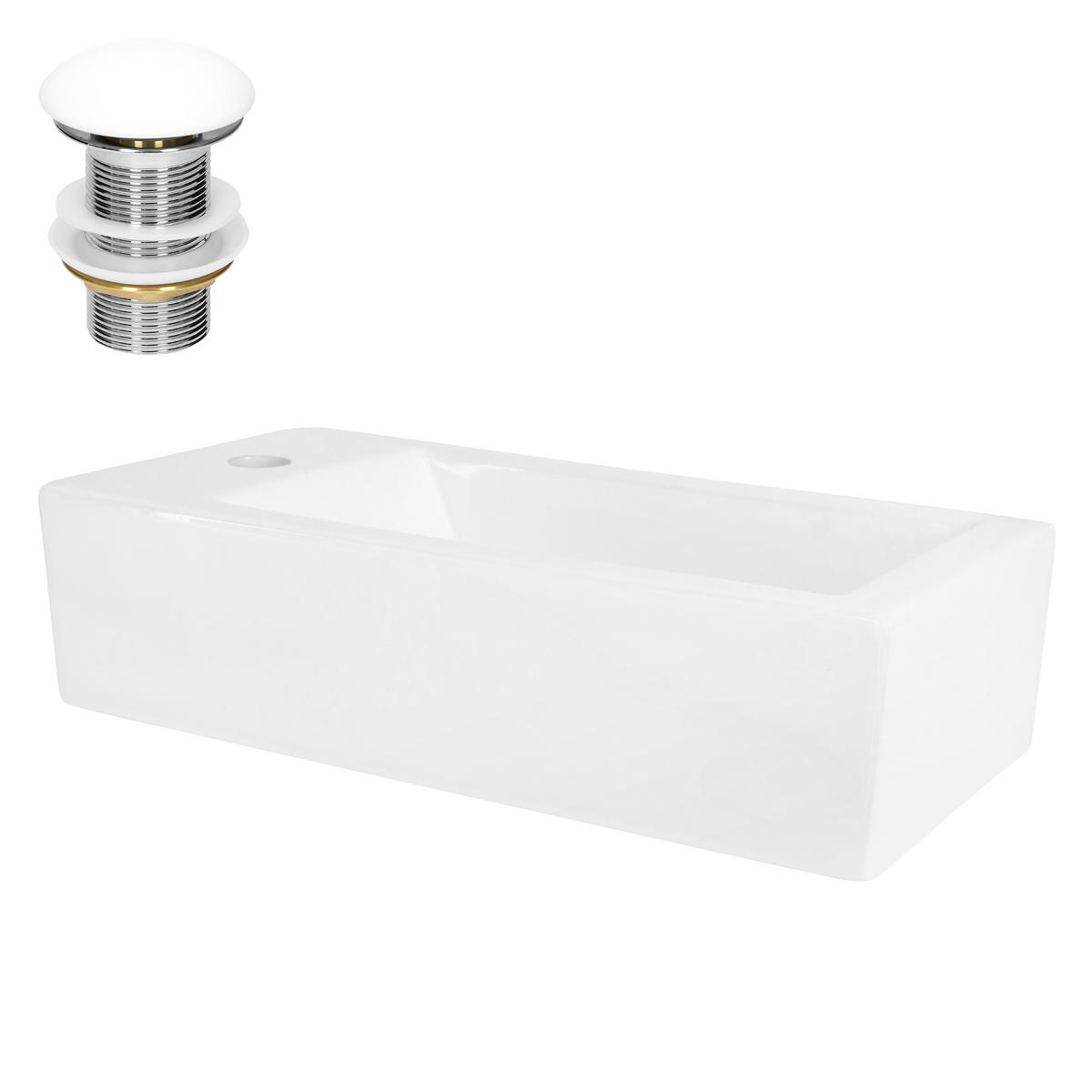 WASCHBECKEN - Weiß, Keramik (25/13/51cm) - ML-DESIGN