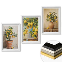 WANDBILDER 3er-Set - 40x60 cm Weißer Rahmen - Zitronenbäumchen im Topf und in der Vase - Weiß, Kunststoff (40/60cm) - ArtPrintCave