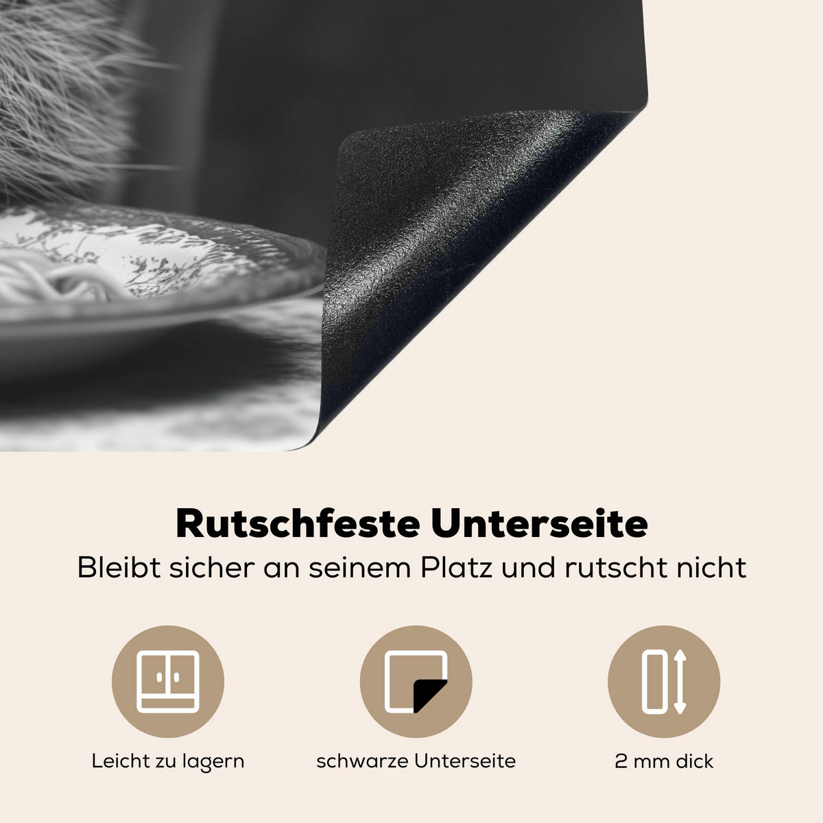 HERDABDECKPLATTE Waschbär - Niedlich - Pasta - Tischtuch - Schwarz - Weiß Ceranfeldabdeckung 90x52 cm - Grau, Kunststoff (90/52/0.2cm) - MuchoWow