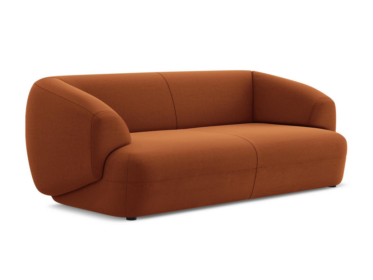 3-SITZER SOFA Samt Stoff Orange - Terra cotta/Schwarz, Kunststoff/Textil (212/81/98cm) - Makamii